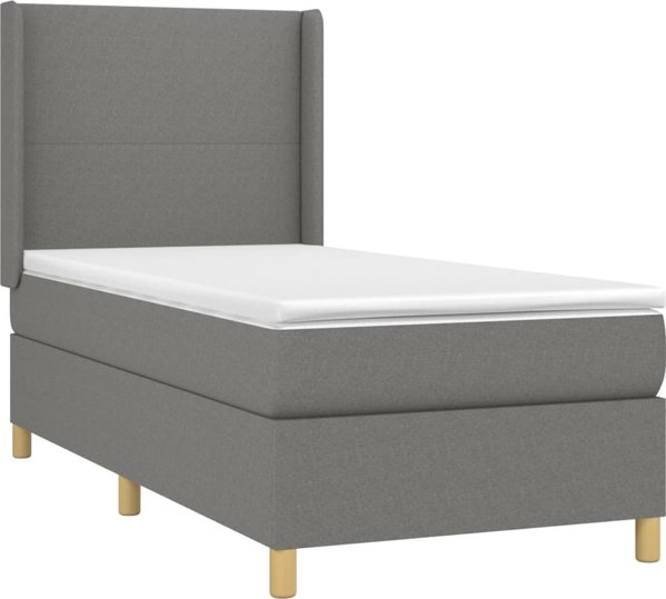 vidaXL Κρεβάτι κοντινεντάλ με στρώμα 80x200cm σκουρόχρωμο γκρι ύφασμα