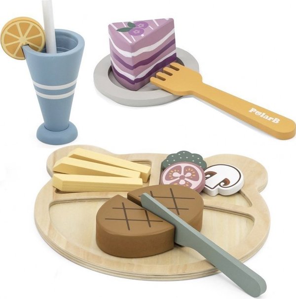 Viga Toys PolarB Ξύλινο Σετ Φαγητού για Κοπή με Σκριτς-Σκρατς, Εκπαιδευτικό Παιχνίδι Μίμησης
