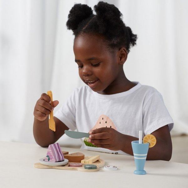 Viga Toys PolarB Ξύλινο Σετ Φαγητού για Κοπή με Σκριτς-Σκρατς, Εκπαιδευτικό Παιχνίδι Μίμησης
