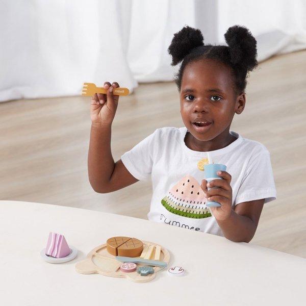 Viga Toys PolarB Ξύλινο Σετ Φαγητού για Κοπή με Σκριτς-Σκρατς, Εκπαιδευτικό Παιχνίδι Μίμησης