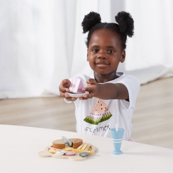Viga Toys PolarB Ξύλινο Σετ Φαγητού για Κοπή με Σκριτς-Σκρατς, Εκπαιδευτικό Παιχνίδι Μίμησης