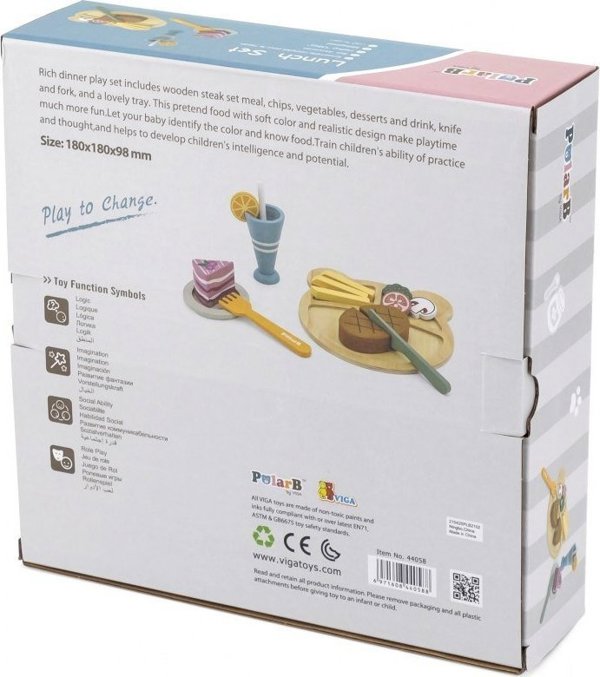 Viga Toys PolarB Ξύλινο Σετ Φαγητού για Κοπή με Σκριτς-Σκρατς, Εκπαιδευτικό Παιχνίδι Μίμησης