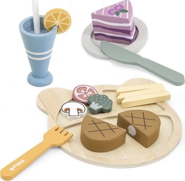 Viga Toys PolarB Ξύλινο Σετ Φαγητού για Κοπή με Σκριτς-Σκρατς, Εκπαιδευτικό Παιχνίδι Μίμησης