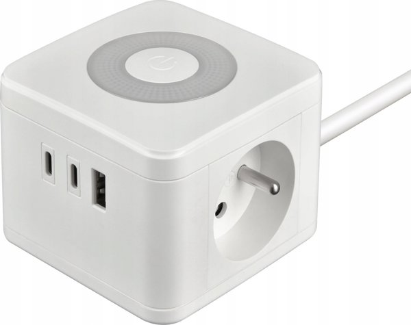 Viking YC23L Πολύπριζο με 2 Πρίζες 230V, 1x USB-A, 2x USB-C, Φως Αφής & Καλώδιο 1.4m, Λευκό