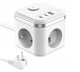 Viking síťový adaptér YC33, 3x 230 V, 1x USB-A, 2x USB-C, tlačítko ON/OFF, délka 1,4 m, bílá