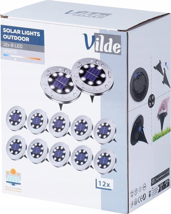 Vilde Ηλιακά Φωτάκια Κήπου LED Ατσάλινα, Καρφωτά, 11,5 cm, 12 Τεμάχια