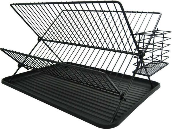 Vilde Στραγγιστήρι Πιάτων Μεταλλικό Μαύρο 45x32x25,5 εκ. με Δίσκο Αποστράγγισης 8206053