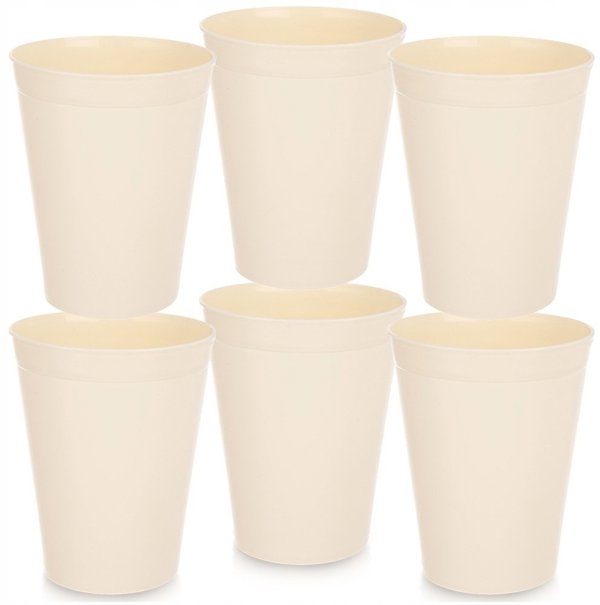 Vilde Σετ 6 Φλιτζάνια 300ml Sandy Κρεμ, Πλαστικά Φλιτζάνια Κατάλληλα για Μικροκύματα