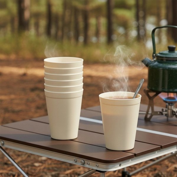 Vilde Σετ 6 Φλιτζάνια 300ml Sandy Κρεμ, Πλαστικά Φλιτζάνια Κατάλληλα για Μικροκύματα