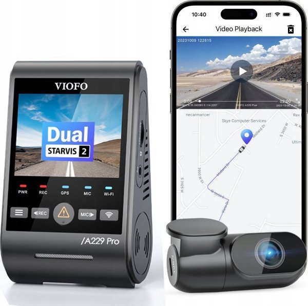 Viofo A229 Pro 2CH-G Dash Cam Καταγραφικό Αυτοκινήτου Με GPS, Dual Channel 4K HDR