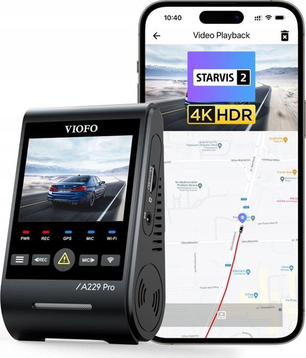 Viofo A229 Pro 2CH-G Dash Cam Καταγραφικό Αυτοκινήτου Με GPS, Dual Channel 4K HDR