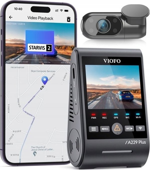 Viofo A229 Pro 2CH-G Dash Cam Καταγραφικό Αυτοκινήτου Με GPS, Dual Channel 4K HDR