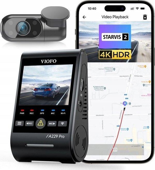 Viofo A229 Pro 2CH-G Dash Cam Καταγραφικό Αυτοκινήτου Με GPS, Dual Channel 4K HDR