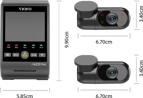 Viofo A229 Pro 2CH-G Dash Cam Καταγραφικό Αυτοκινήτου Με GPS, Dual Channel 4K HDR