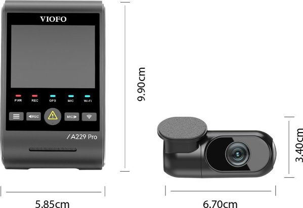 Viofo A229 Pro 2CH-G Dash Cam Καταγραφικό Αυτοκινήτου Με GPS, Dual Channel 4K HDR