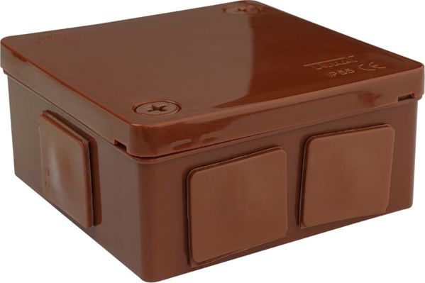 ViPlast Κουτί Διακλάδωσης Επιφανείας 022-02, IP55, 86x86x40mm, 6 Είσοδοι, Καφέ, Χωρίς Σφιγκτήρες