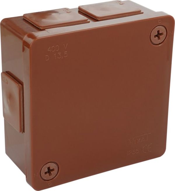 ViPlast Κουτί Διακλάδωσης Επιφανείας 022-02, IP55, 86x86x40mm, 6 Είσοδοι, Καφέ, Χωρίς Σφιγκτήρες