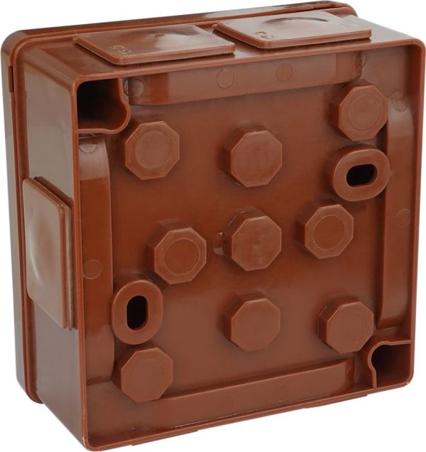 ViPlast Κουτί Διακλάδωσης Επιφανείας 022-02, IP55, 86x86x40mm, 6 Είσοδοι, Καφέ, Χωρίς Σφιγκτήρες