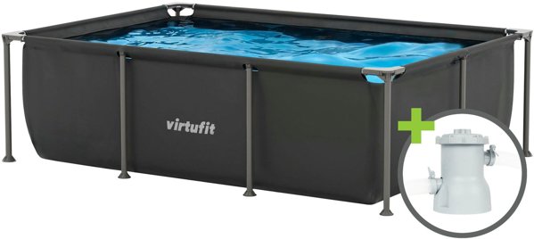 Virtufit VIRTUFIT ορθογώνια πισίνα 260 x 180 CM με αντλία φιλτραρίσματος ανθρακί