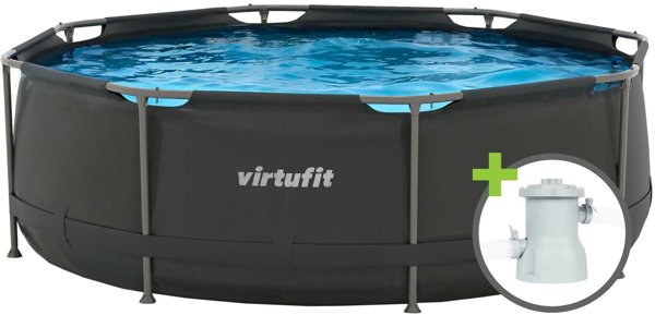 Virtufit VIRTUFIT στρογγυλή πισίνα 244 CM με αντλία φιλτραρίσματος ανθρακί