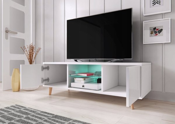 Vivaldi Meble RTV SWEDEN LE bialy mat/bialy polysk LED B 2K