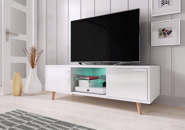 Vivaldi Meble RTV SWEDEN LE bialy mat/bialy polysk LED B 2K