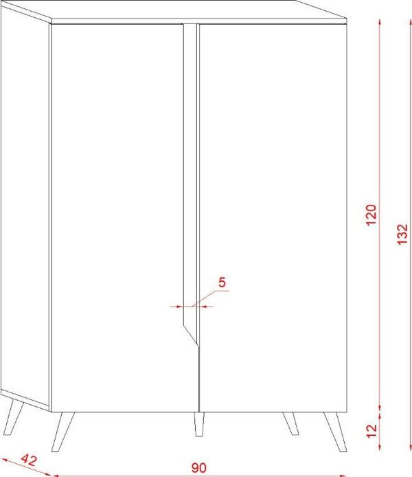 Vivaldi Ψηλή Συρταριέρα TUE Δρυς Craft Χρυσή/Λευκό Ματ