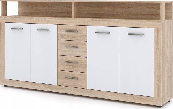 Vivaldi Meble XXL/LUNA KOMODA 4D4S DAB SONOMA/BIALY
