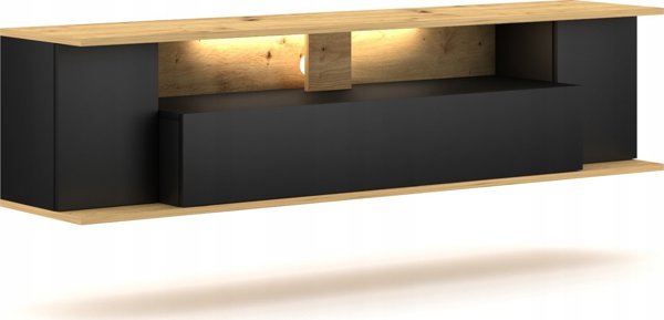 Vivaldi Meble Έπιπλο RTV ROB LE δρυς artisan/μαύρο 2K LED