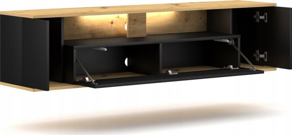 Vivaldi Meble Έπιπλο RTV ROB LE δρυς artisan/μαύρο 2K LED