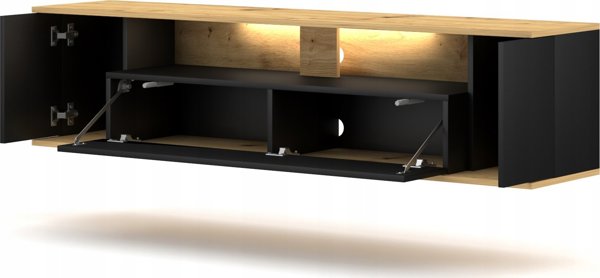 Vivaldi Meble Έπιπλο RTV ROB LE δρυς artisan/μαύρο 2K LED