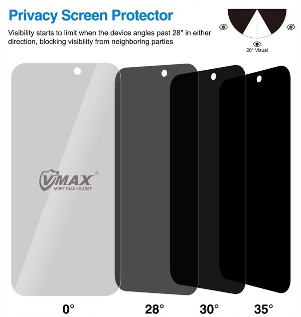 Vmax tempered glass 0.33mm 2,5D high clear privacy glass for iPhone 16 Plus 6,7" 6976757303968
