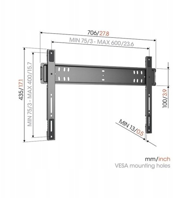 Vogel's TVM 5705 ELITE FIXED  40" - 110"  melna - Sienas stiprinajums televizoriem TVM5705 (8712285413629)