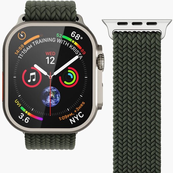 Vonmählen Woven Loop, Strap, Smartwatch, Olive, Apple, Apple Watch 44 | 45 | 46 | 49 mm, Nylon