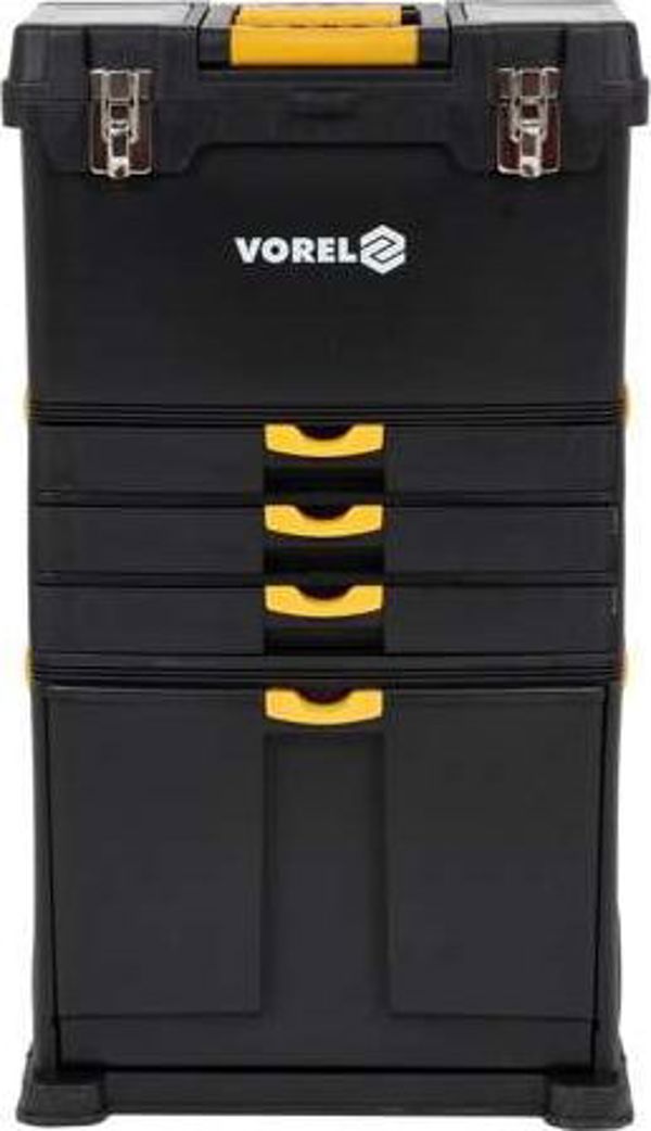 Vorel Εργαλειοθήκη Με Ρόδες 78736, Modular, Μεταλλική & Πλαστική, Διαφανής