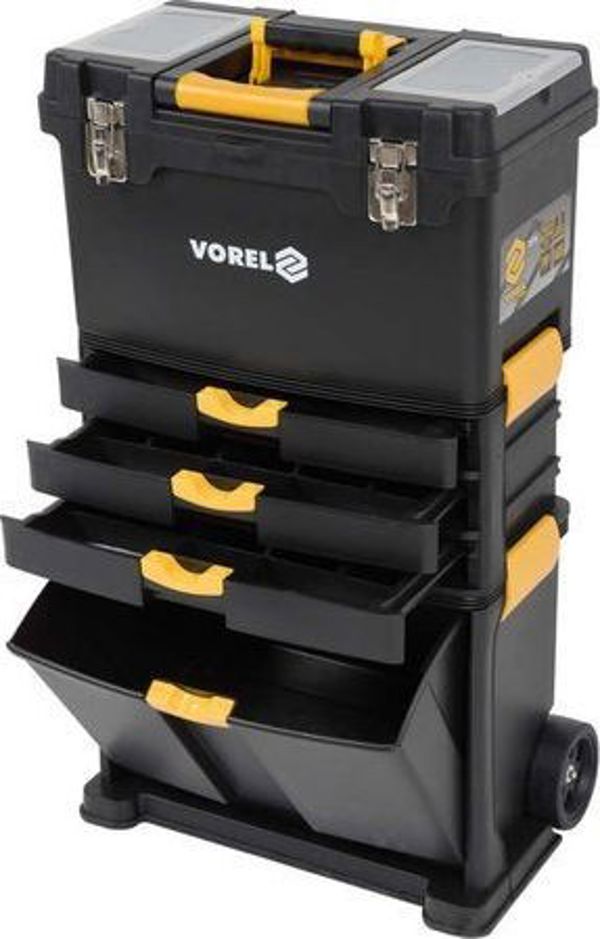 Vorel Εργαλειοθήκη Με Ρόδες 78736, Modular, Μεταλλική & Πλαστική, Διαφανής