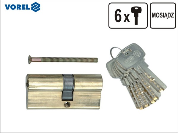 Vorel Wkladka symetryczna mosiezna 62mm 6 kluczy 31/31mm 77190