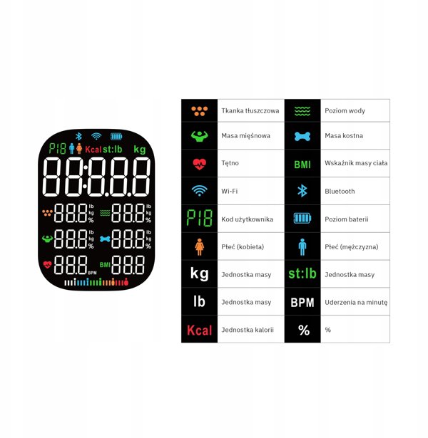 Αναλυτική Ζυγαριά Μπάνιου 16 Παραμέτρων Apple Health, Google Fit, IF1320C