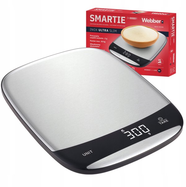 Waga kuchenna WEBBER INOX elektroniczna precyzyjna LCD 10kg USB tarowanie