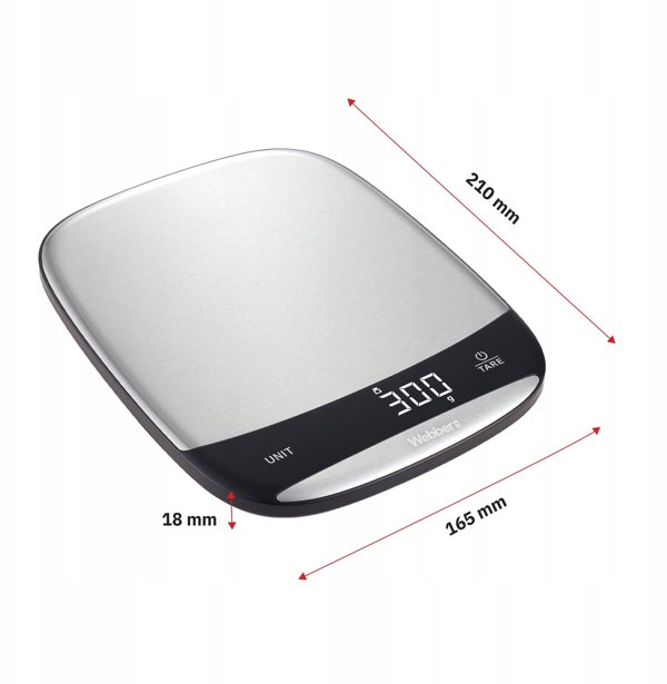 Waga kuchenna WEBBER INOX elektroniczna precyzyjna LCD 10kg USB tarowanie