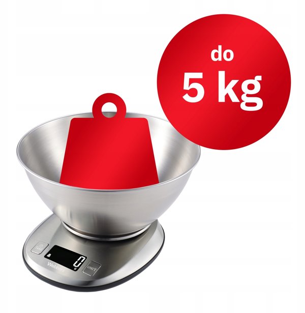 Waga kuchenna WEBBER EK4390 INOX stal nierdzewna LCD 5kg 1g misa tarowanie