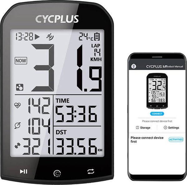 Cycplus M1 Κομπιούτερ Ποδηλάτου GPS - Συμβατό με Strava και TrainingPeaks