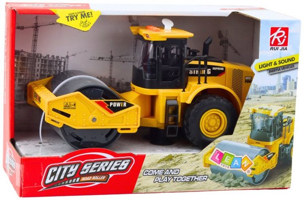 Walec Drogowy Obrotowy Skretny Swiatla Dzwieki Zolty LEAN Toys