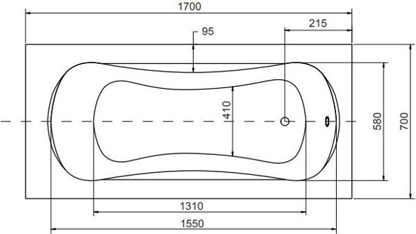 Μπανιέρα Besco Aria ορθογώνια 170 x 70cm