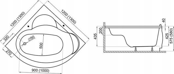 Wanna symetryczna 130x130 STANDARD