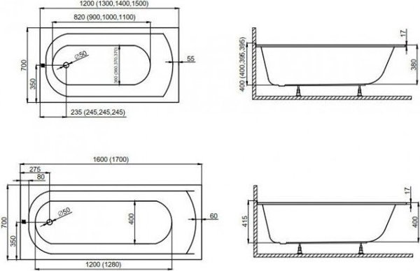 Wanna 150x70 CLASSIC SLIM