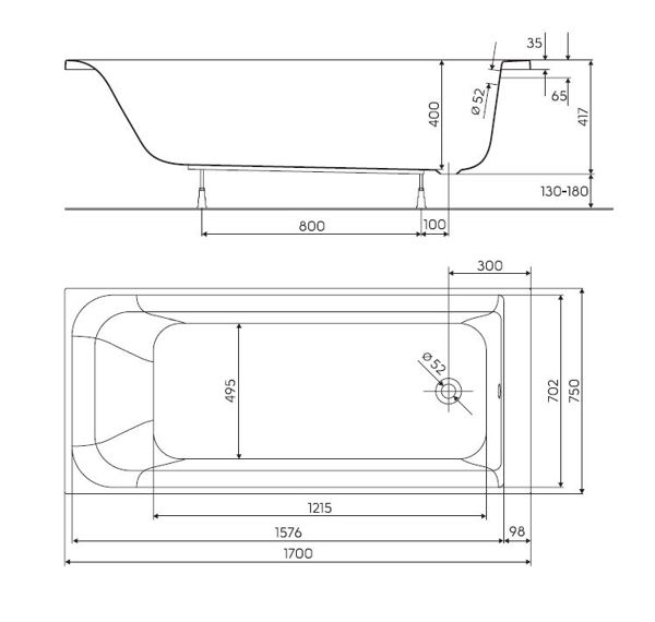 Wanna Kolo Rekord prostokatna 170 x 75cm (XWP1671000)