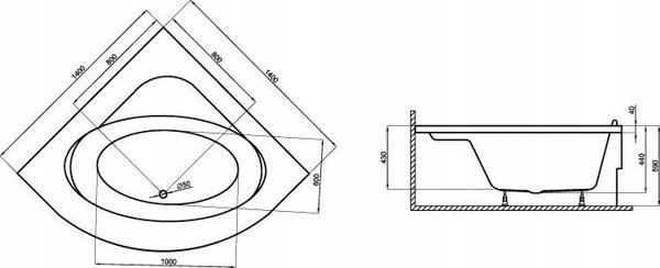 Wanna symetryczna 140x140 STANDARD