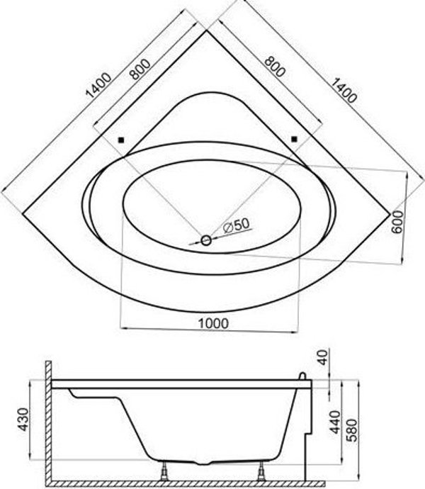Wanna symetryczna 140x140 STANDARD