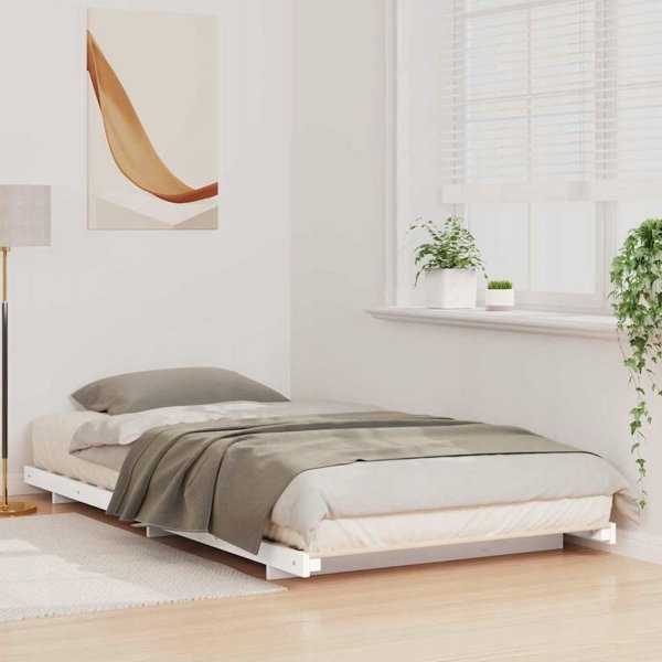 WaszeMeble Πλαίσιο κρεβατιού VidaXL λευκό 90 x 190 cm από μασίφ ξύλο πεύκου